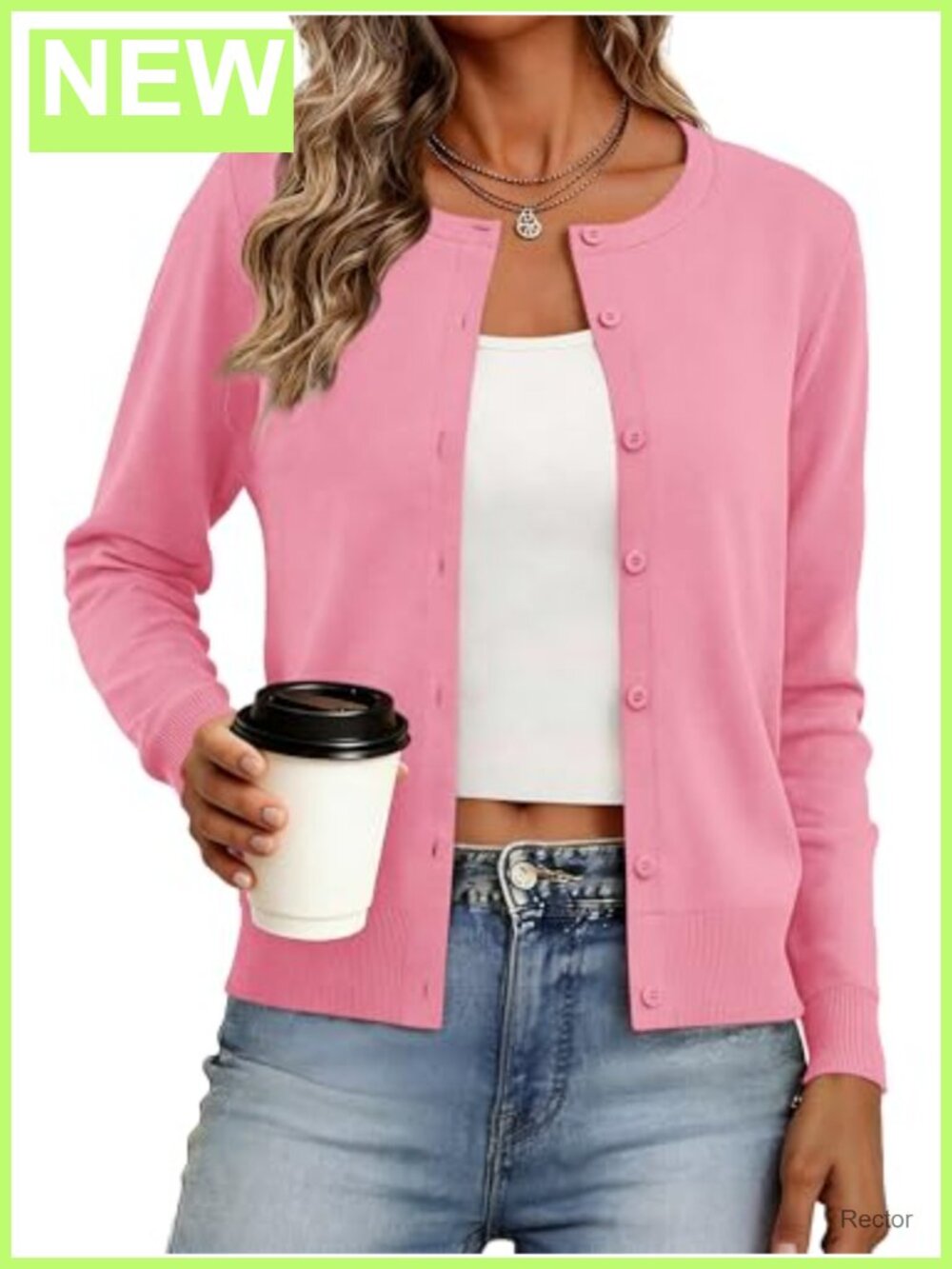 Womens Lightweight Button Down Knit Cardigan Long Sleeve Crew Neck